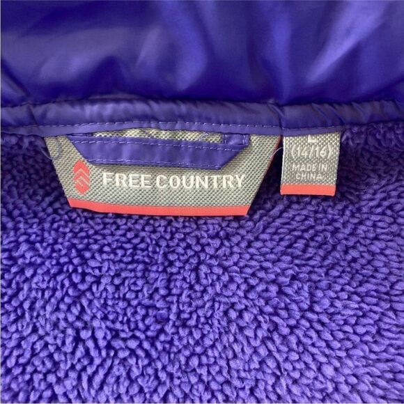 Free Country Kids Purple Full Zip Puffer Fleece Vest Jacket Large 14/16 - Picture 4 of 7